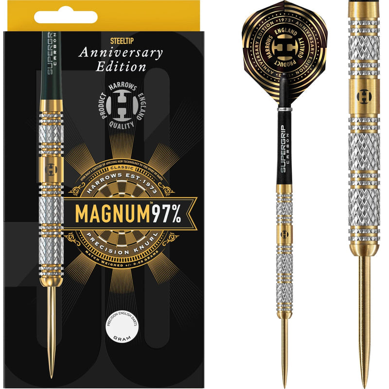 HARROWS MAGNUM DARTS - STEEL TIP - 97% - ANNIVERSARY EDITION - GOLD TITANIUM