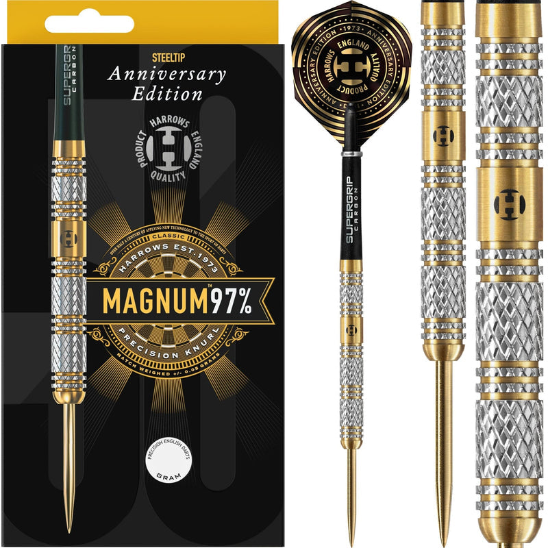 HARROWS MAGNUM DARTS - STEEL TIP - 97% - ANNIVERSARY EDITION - GOLD TITANIUM