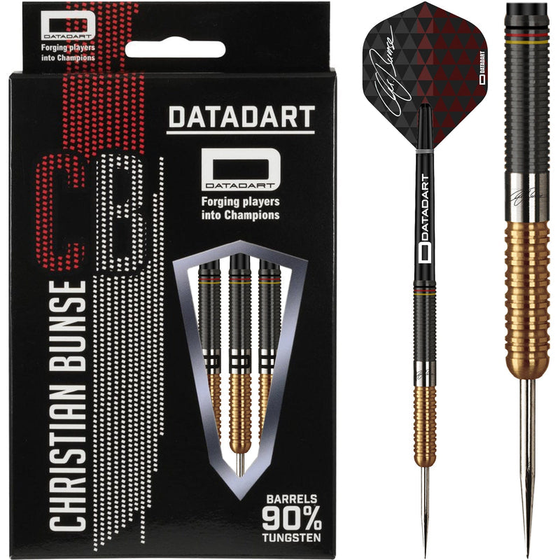 DATADART CHRISTIAN BUNSE DARTS - STEEL TIP - 90% - BLACK AND GOLD PVD