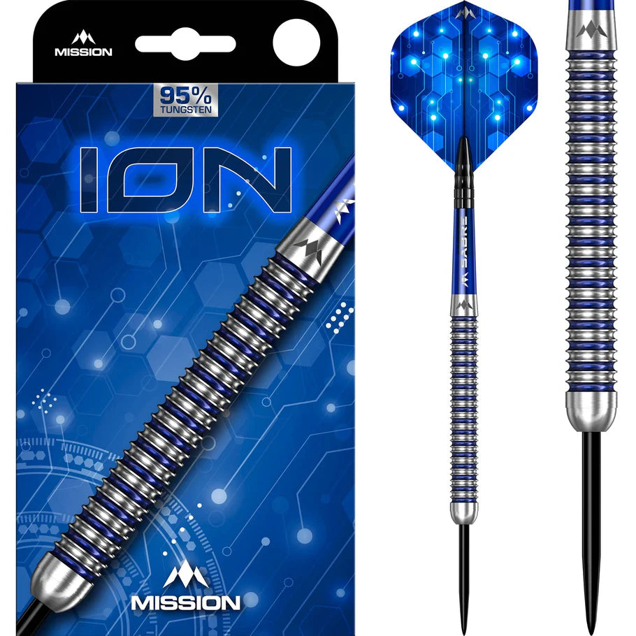 Mission Darts -  ION Steel Tip - 95% Tungsten - Blue & Silver
